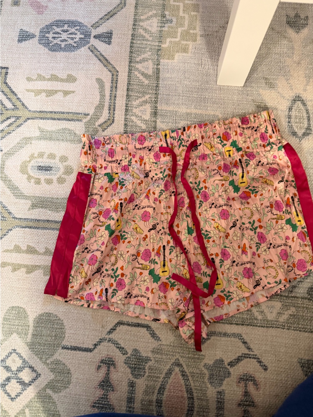 Morgan Lane Pink Floral Printed Lounge Shorts with Fuchsia Trim